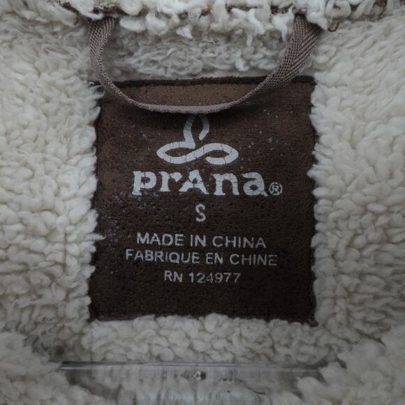 Prana Jacket Womens Small‎ Brown Faux Suede Sherpa Lined Esme Moto Boho Gorp - Picture 3 of 11